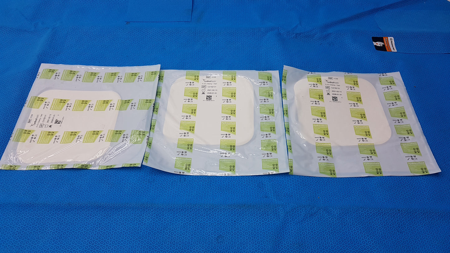 Lot of 3 Cardinal HC66 Hydrocolloid Wound Dressings 6"x6"