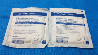 Lot of 2 Medline Avant Gauze Sterile Non-Woven Drain Sponges 4"x4" 6-Ply Ref NON256000