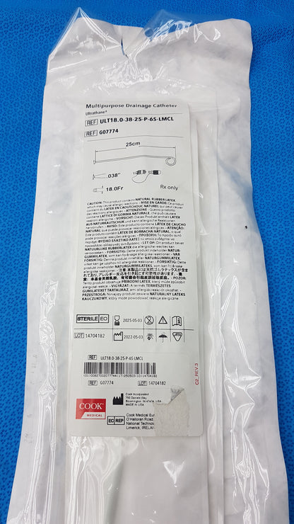 Cook Medical Multipurpose Ultrathane Drainage Catheter 18Fr 25cm Ref G07774