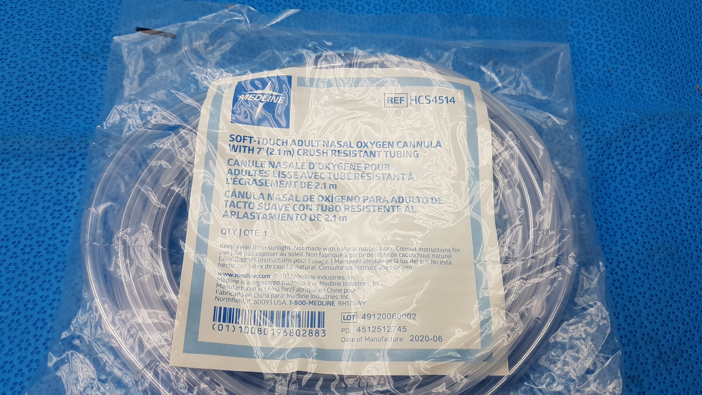 Lot of 104 Medline HCS4514 Adult Nasal Oxygen Cannula With 7ft Crush Resistant Tubing