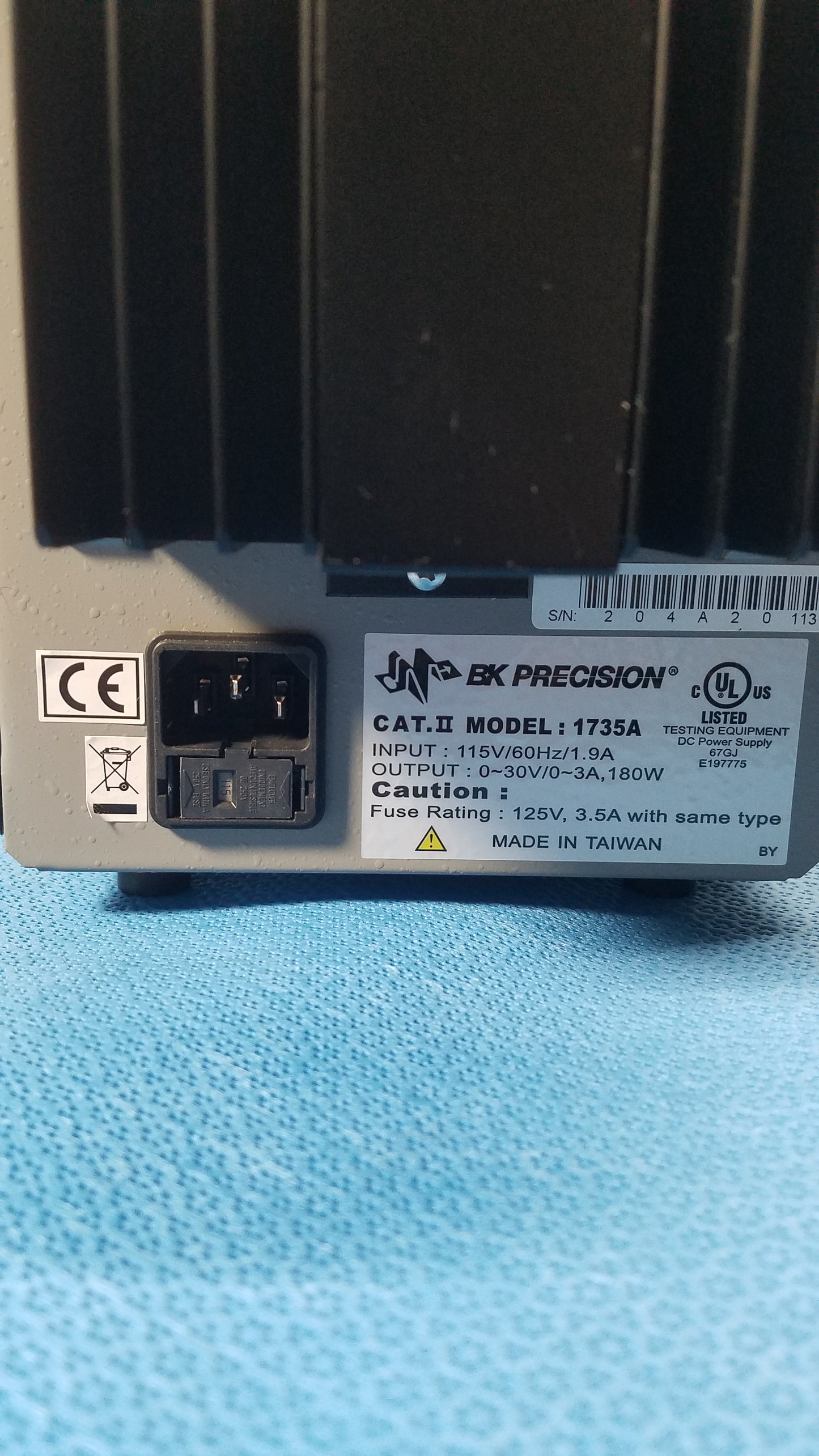 BK Precision 1735A Digital DC Power Supply 30V/3A Input 115V/60Hz
