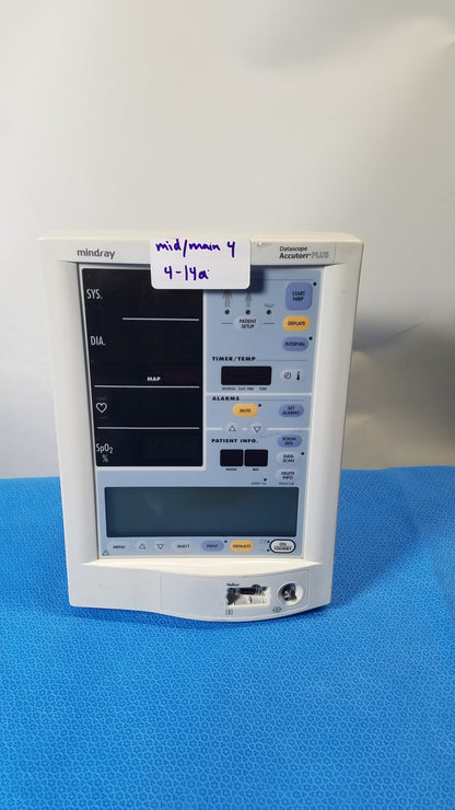 Mindray Datascope Accutorr Plus Vital Signs Monitor 0998-00-0444-93A