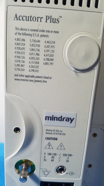 Mindray Datascope Accutorr Plus Vital Signs Monitor 0998-00-0444-93A