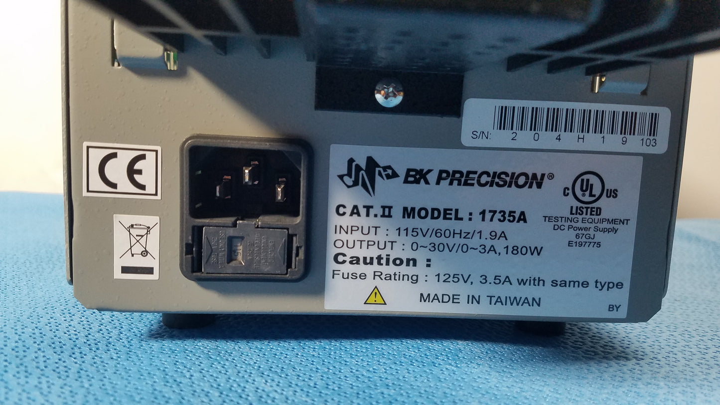 BK Precision 1735A 30V/3A Digital DC Power Supply Input 115V/60Hz