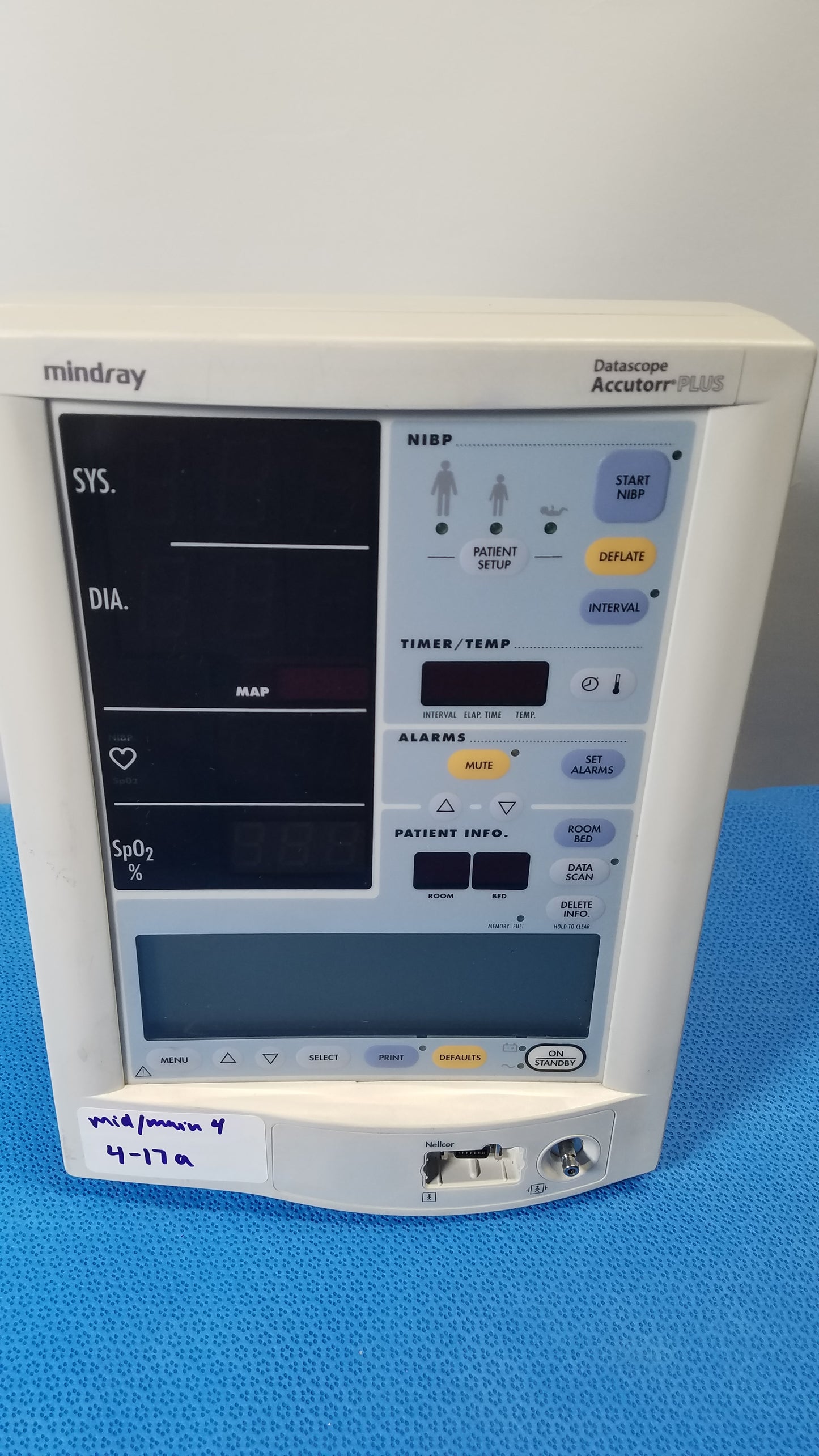 Mindray Datascope Accutorr Plus Vital Signs Monitor 0998-00-0444-93A