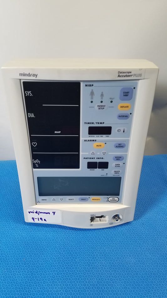 Mindray Datascope Accutorr Plus Vital Signs Monitor S/N UA7165908K11