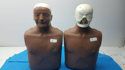 Lot of 2 Laerdal Little Anne CPR Manikins Dark Skin Torsos 1 Missing Face