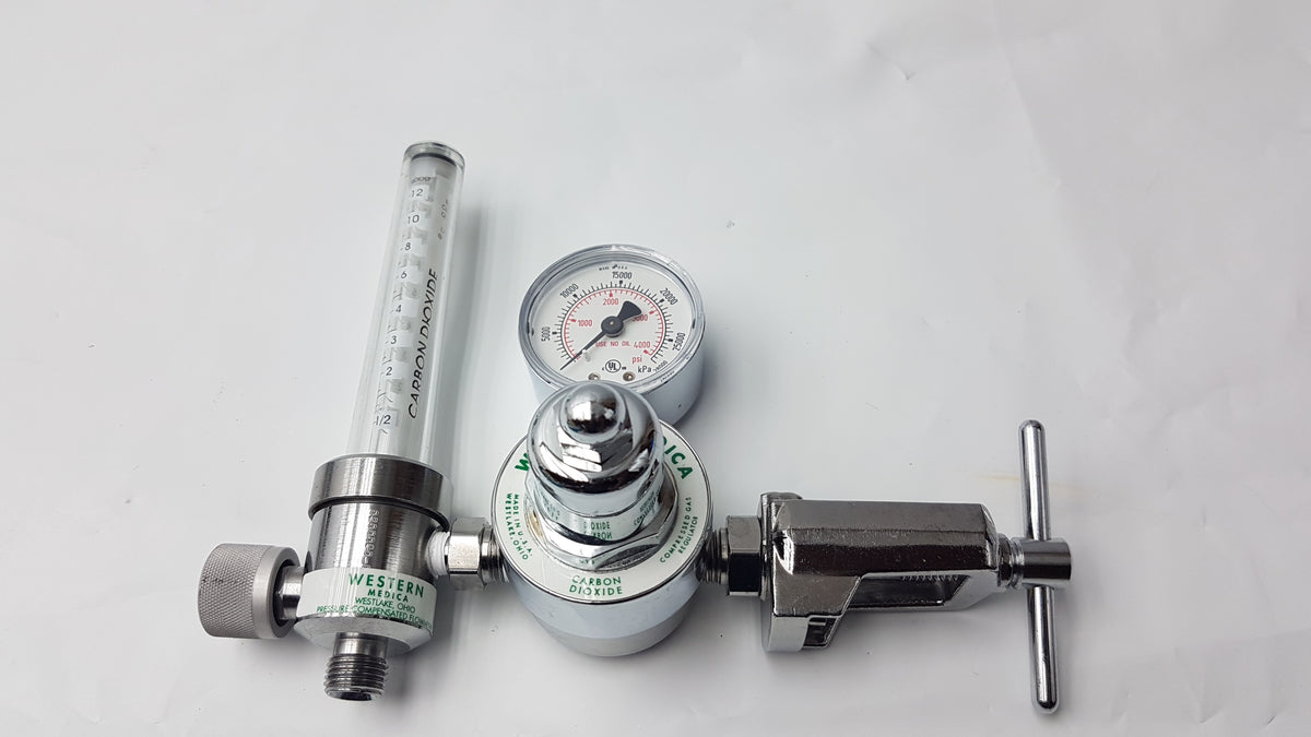 Western Medica Gas Pressure Regulator With Carbon Dioxide Flowmeter