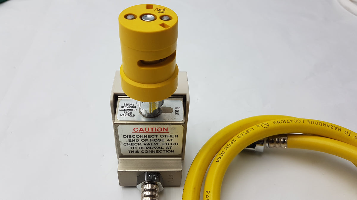 Hill-Rom Oxygen Block Assembly With Parker 5159 Conductive Yellow Hose