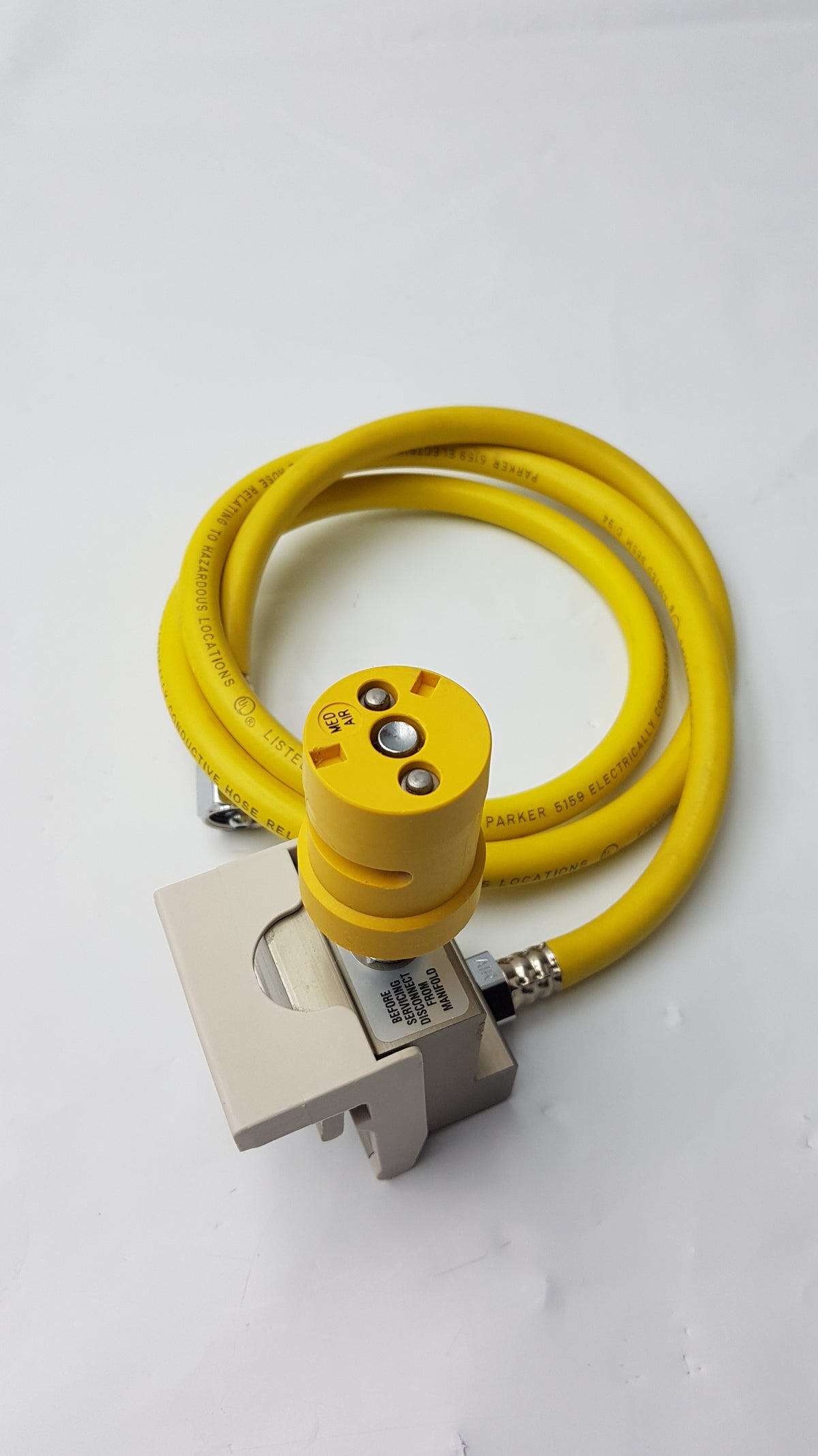 Hill-Rom Oxygen Block Assembly With Parker 5159 Conductive Yellow Hose
