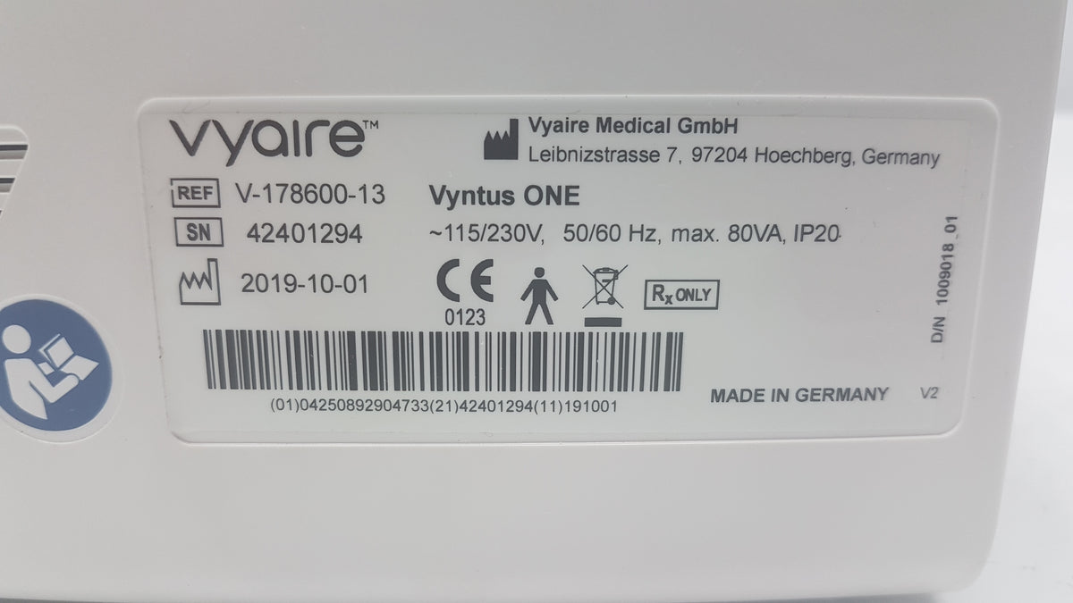 Vyaire Medical Vyntus One Pulmonary Function Testing System Ref V-178600-13