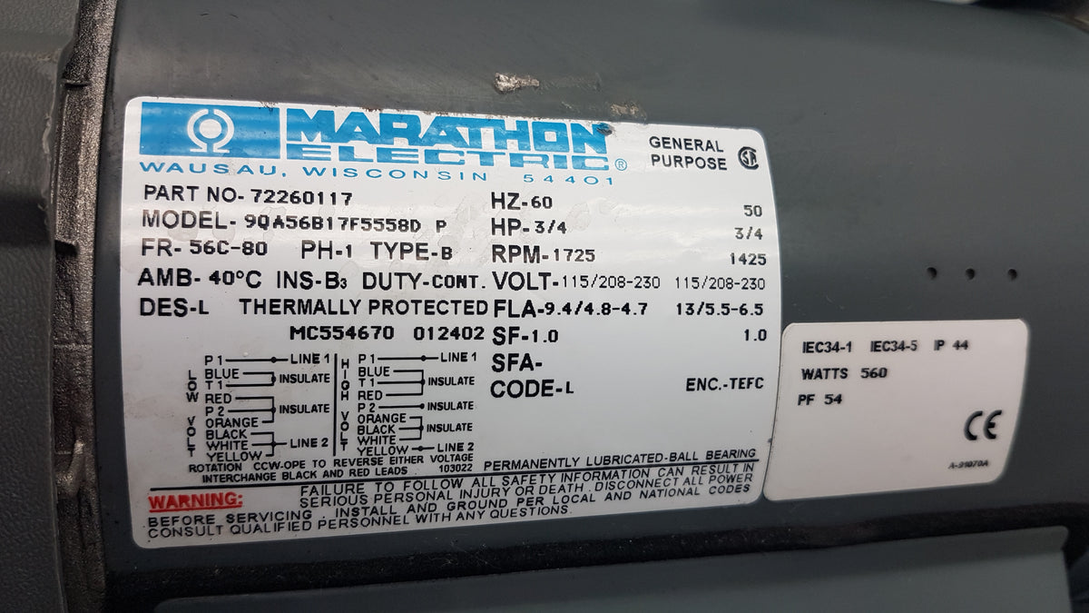 Marathon Electric Leybold Trivac D16BCS Rotary Vacuum Pump P/N 72260117 - For Parts