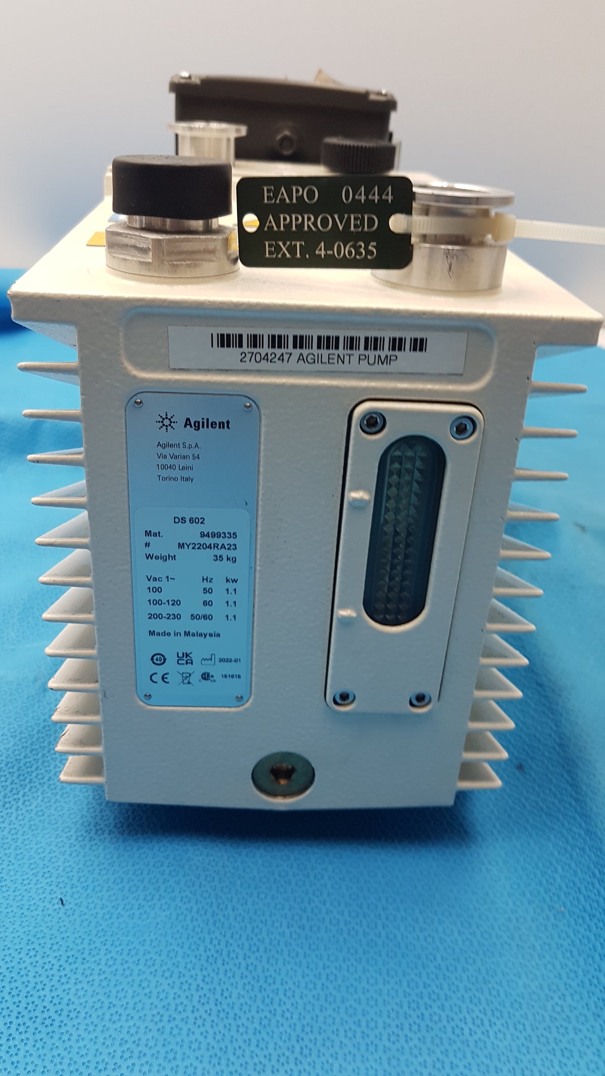Agilent DS602 Dual Stage Rotary Vane Pump P/N 9499335