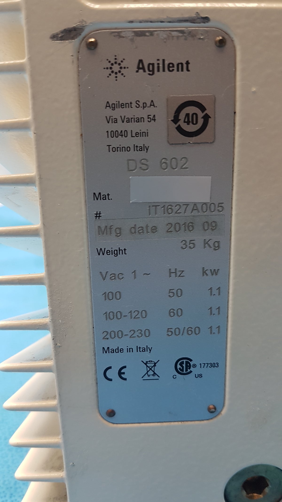 Agilent DS602 Dual Stage Oil-Sealed Mechanical Vacuum Pump Rotary Vane Pump