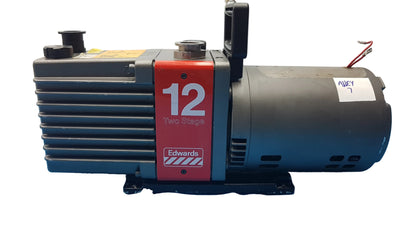 Edwards E2M-12 Dual Stage Rotary Vane Vacuum Pump With General Electric 3/4 HP Ac Motor M0D 5KC45PG1738T