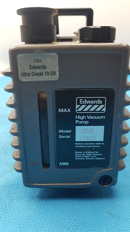 Edwards E2M-12 Dual Stage Rotary Vane Vacuum Pump With General Electric 3/4 HP Ac Motor M0D 5KC45PG1738T