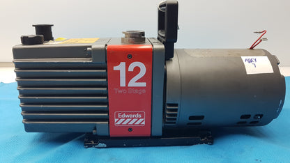 Edwards E2M-12 Dual Stage Rotary Vane Vacuum Pump With General Electric 3/4 HP Ac Motor M0D 5KC45PG1738T