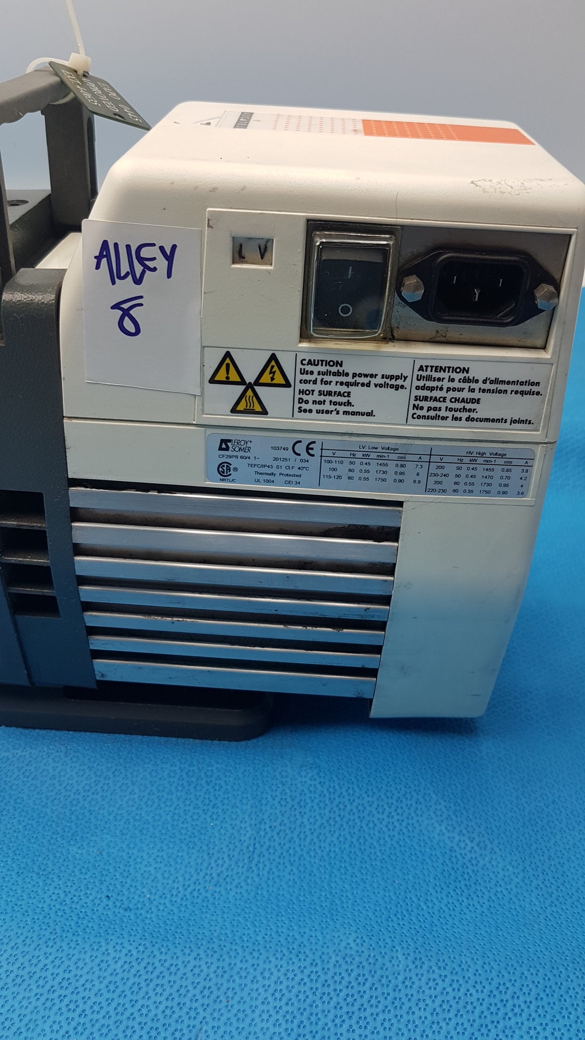 Alcatel Pascal 2005 SD Dual Stage Rotary Vane Vacuum Pump 115/220 Vac
