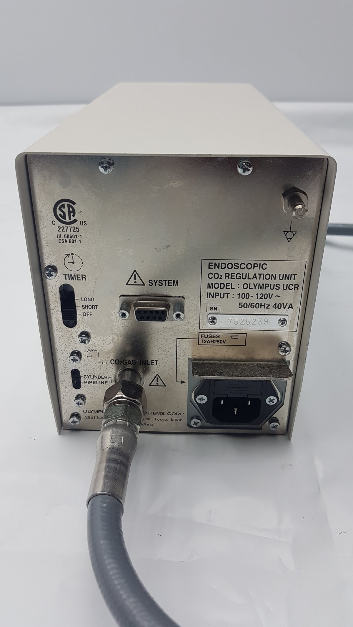 Olympus UCR Endoscopic CO2 Regulation Unit With MAJ-1080 CO2 Hose PIN and Yoke