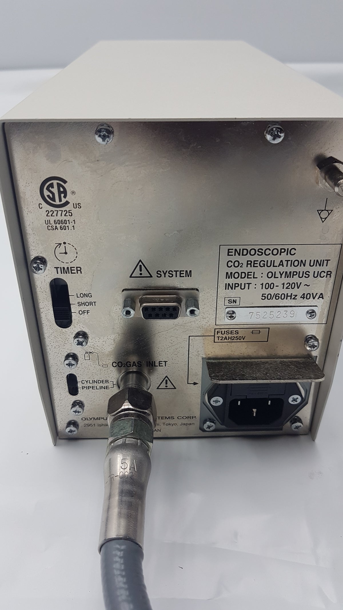 Olympus UCR Endoscopic CO2 Regulation Unit With MAJ-1080 CO2 Hose PIN and Yoke