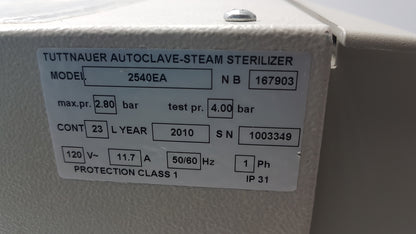 Tuttnauer EZ10 Automatic Autoclave Steam Sterilizer Model - 2540EA