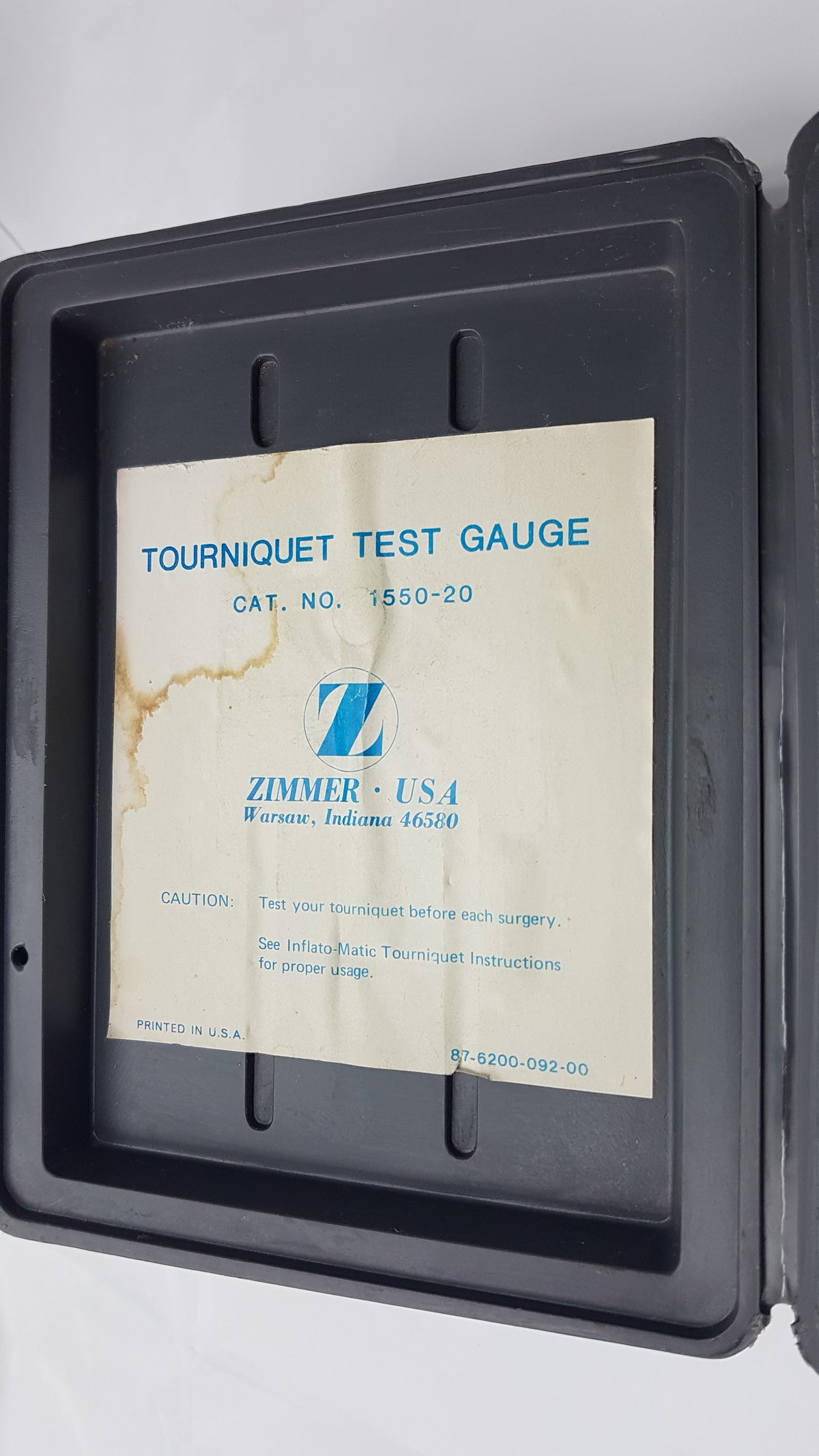 Zimmer 1550-20 Surgical Orthopedic Tourniquet Test Gauge