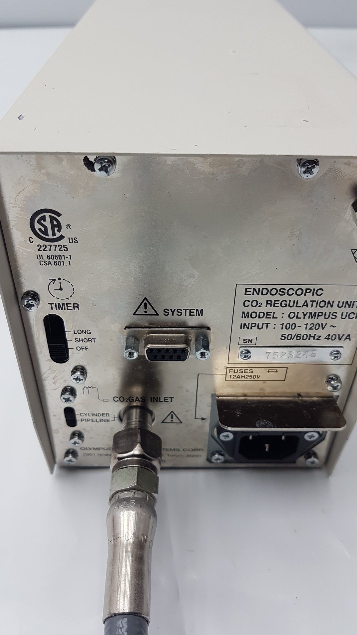 Olympus UCR Endoscopic CO2 Regulation Unit With CO2 Hose PIN and Yoke