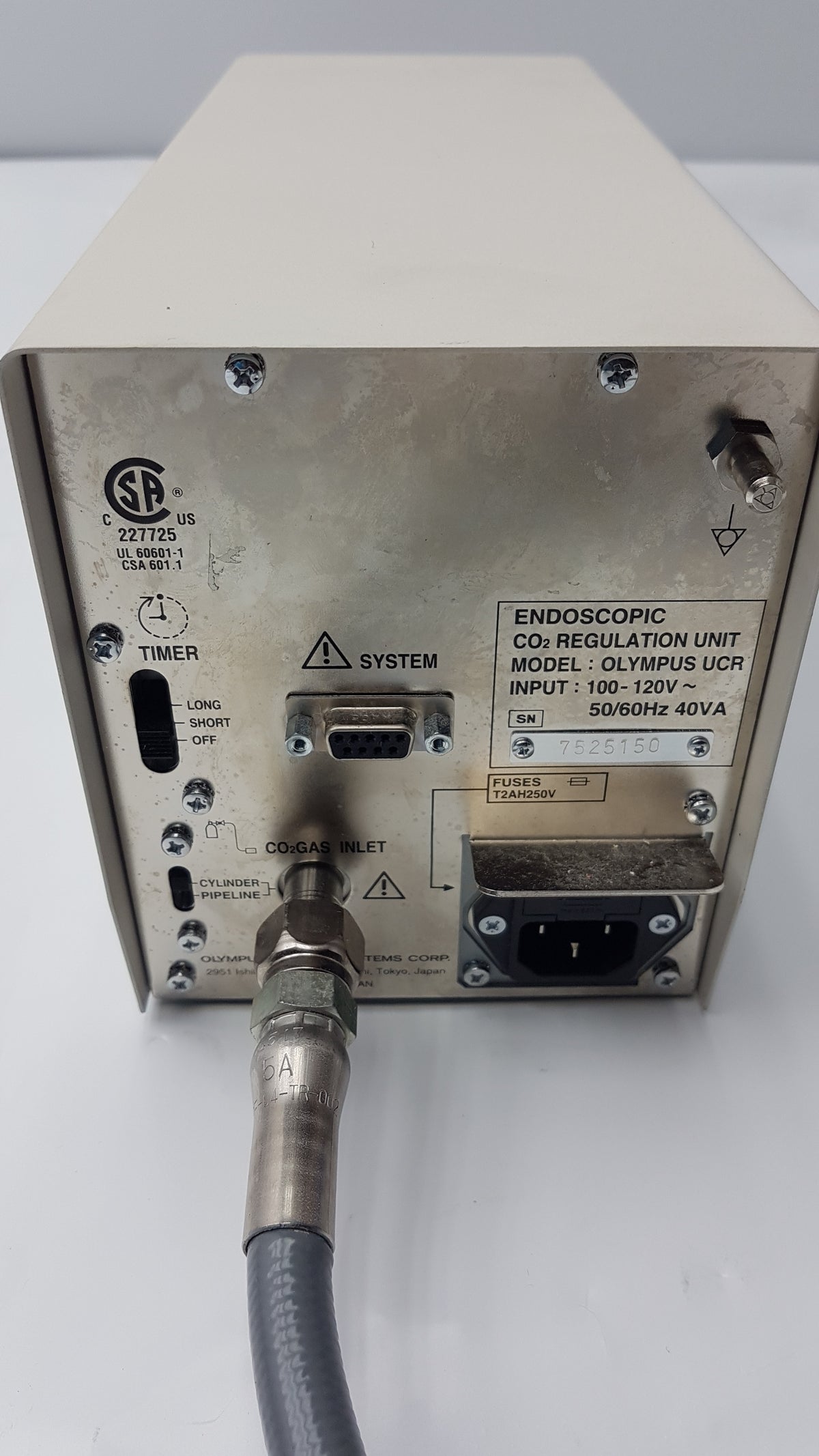 Olympus UCR Endoscopic CO2 Regulation Unit With MAJ-1080 CO2 Hose PIN and Yoke