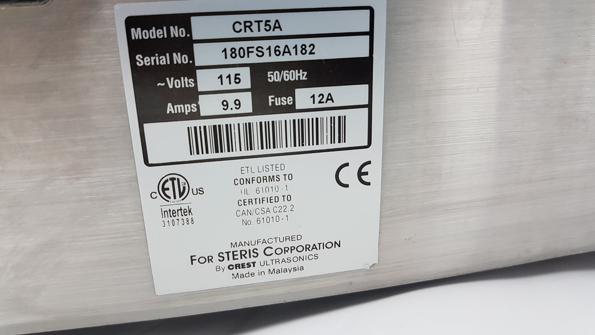 Steris CRT5A Tabletop Ultrasonic Cleaning System 115V 50/60Hz S/N 180FS16A182