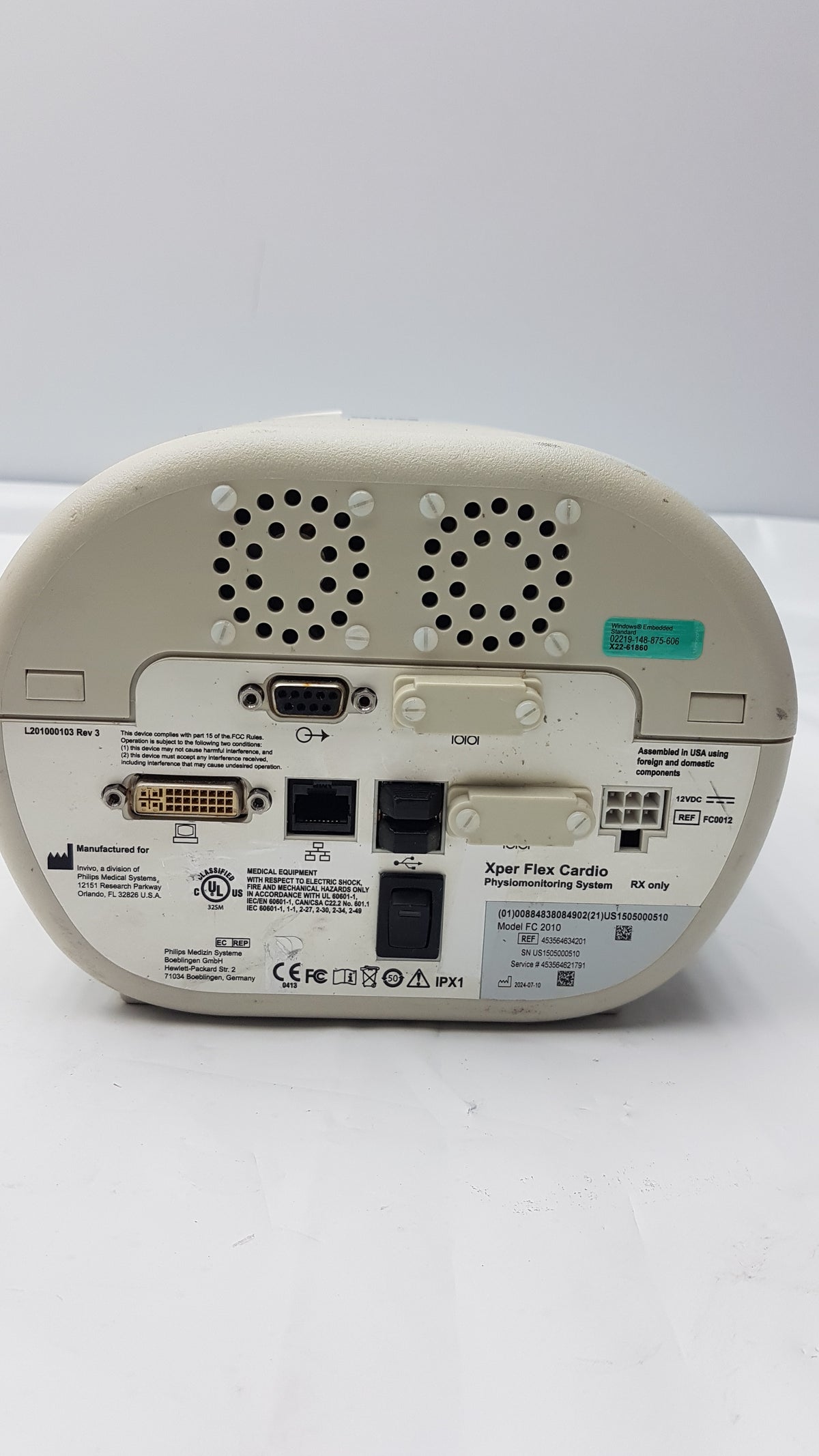 Philips Medical Systems FC 2010 Xper Flex Cardio Physiomonitoring System