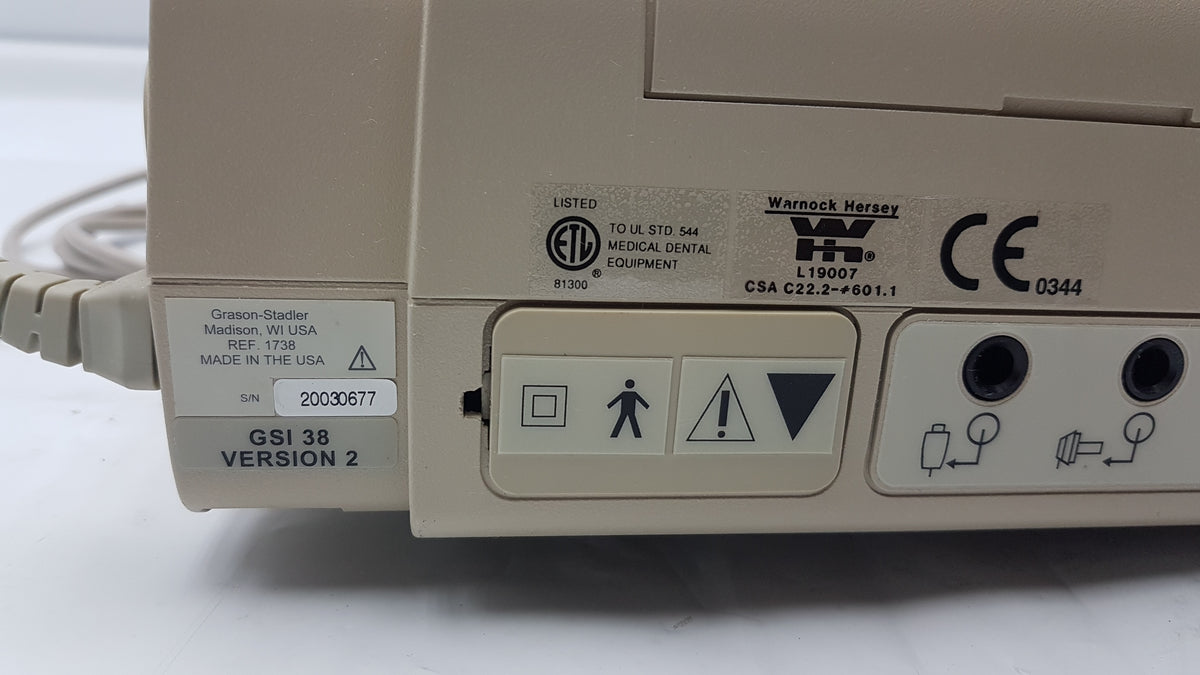 Grason Stadler GSI 38 Version 4 Auto Tymp Tympanometer Audiometer Ref 1738