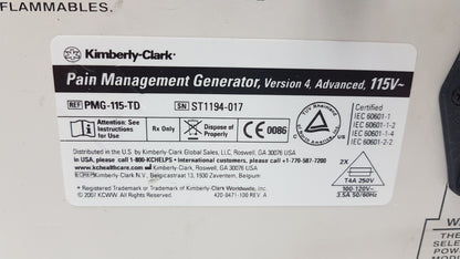 Kimberly Clark Pain Management Generator Version 4 115V Ref PMG-115-TD