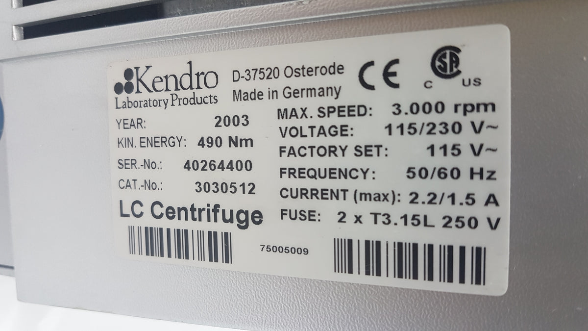 Kendro D-37520 Roche LC Carousel Centrifuge 3 RPM 115/230V 50/60 Hz Cat # 3030512