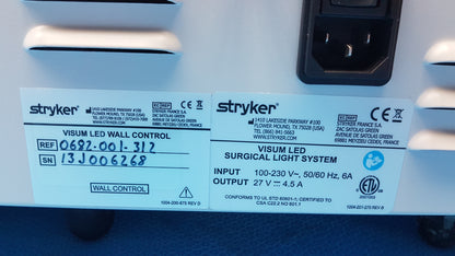 Stryker Visum LED Surgical Light System Led Wall Control Ref 0682-001-312