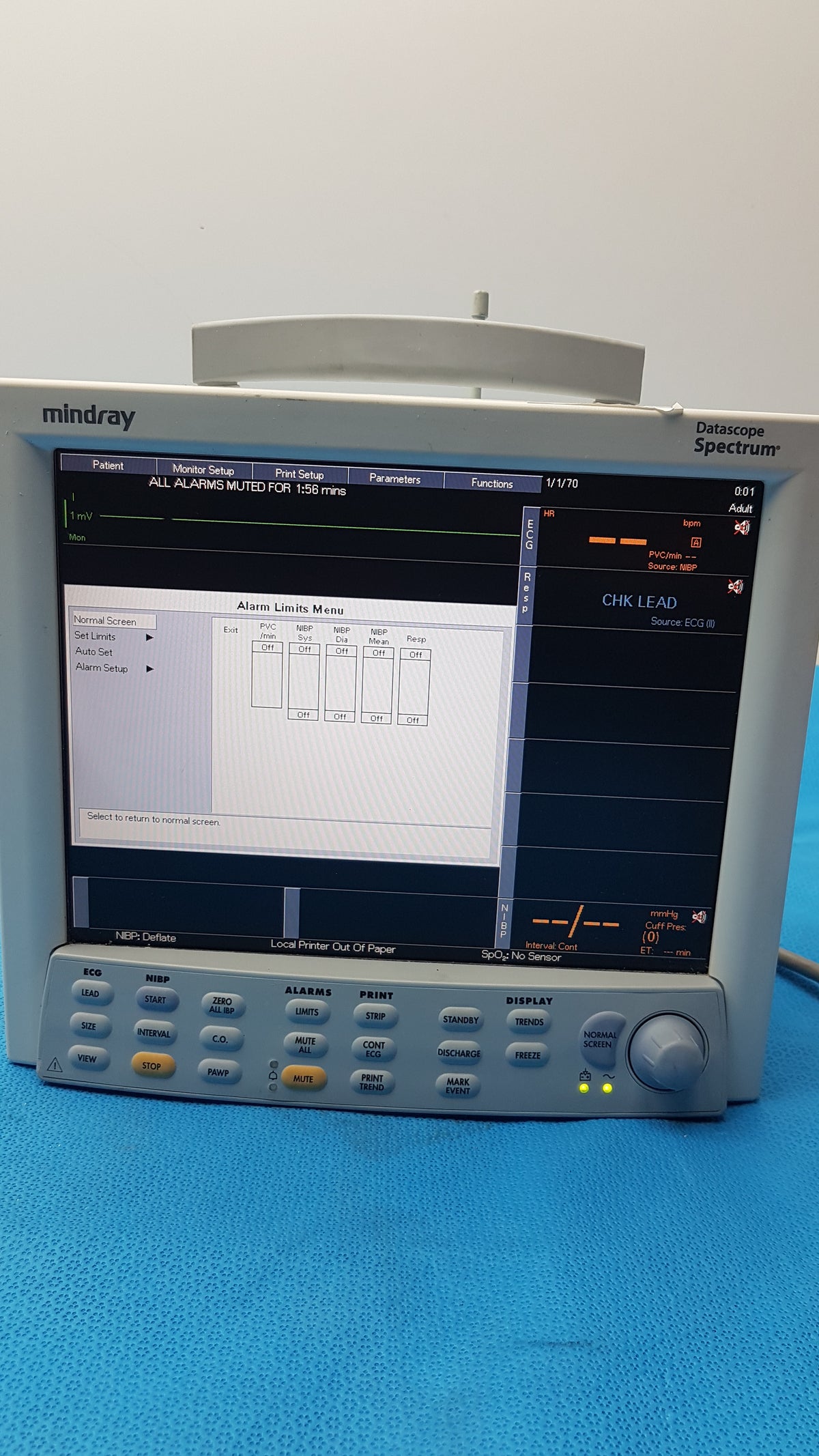 Mindray Datascope Spectrum Multiparameter Patient Monitor Ref 0998-00-1000S5006A