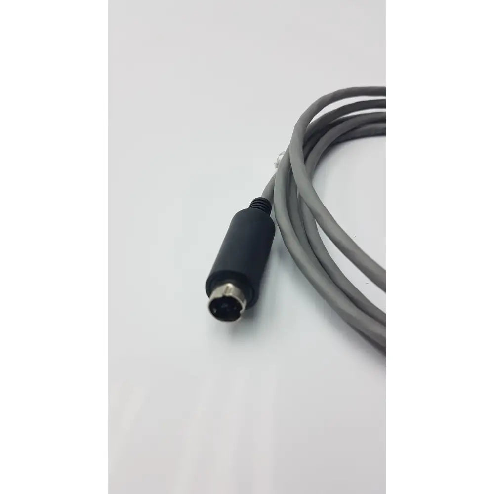 Gray coiled 10 pin cable with black connector and metallic circular plug for medical cable g-bbdd1-32r 2201564