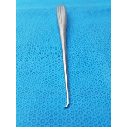 Silver spratt bone curette stainless surgical orthopedic instrument with textured ribbed handle and slender curved tip