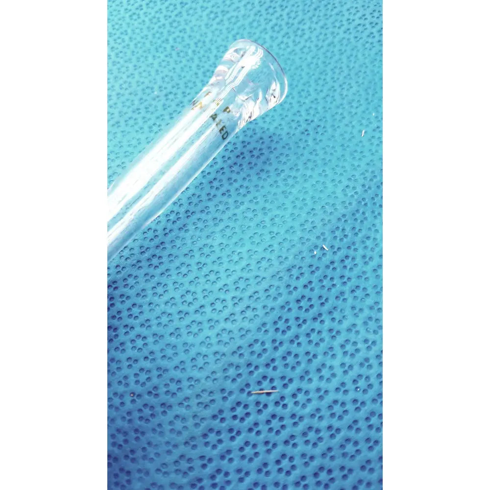 Clear glass pipette with flared rounded tip and engraved markings for 24/40 borosilicate lab adapter with glass stopcock valve
