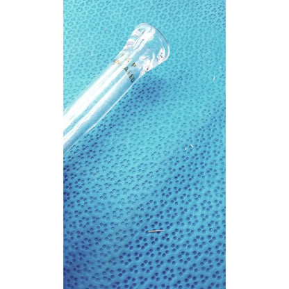 Clear glass pipette with flared rounded tip and engraved markings for 24/40 borosilicate lab adapter with glass stopcock valve