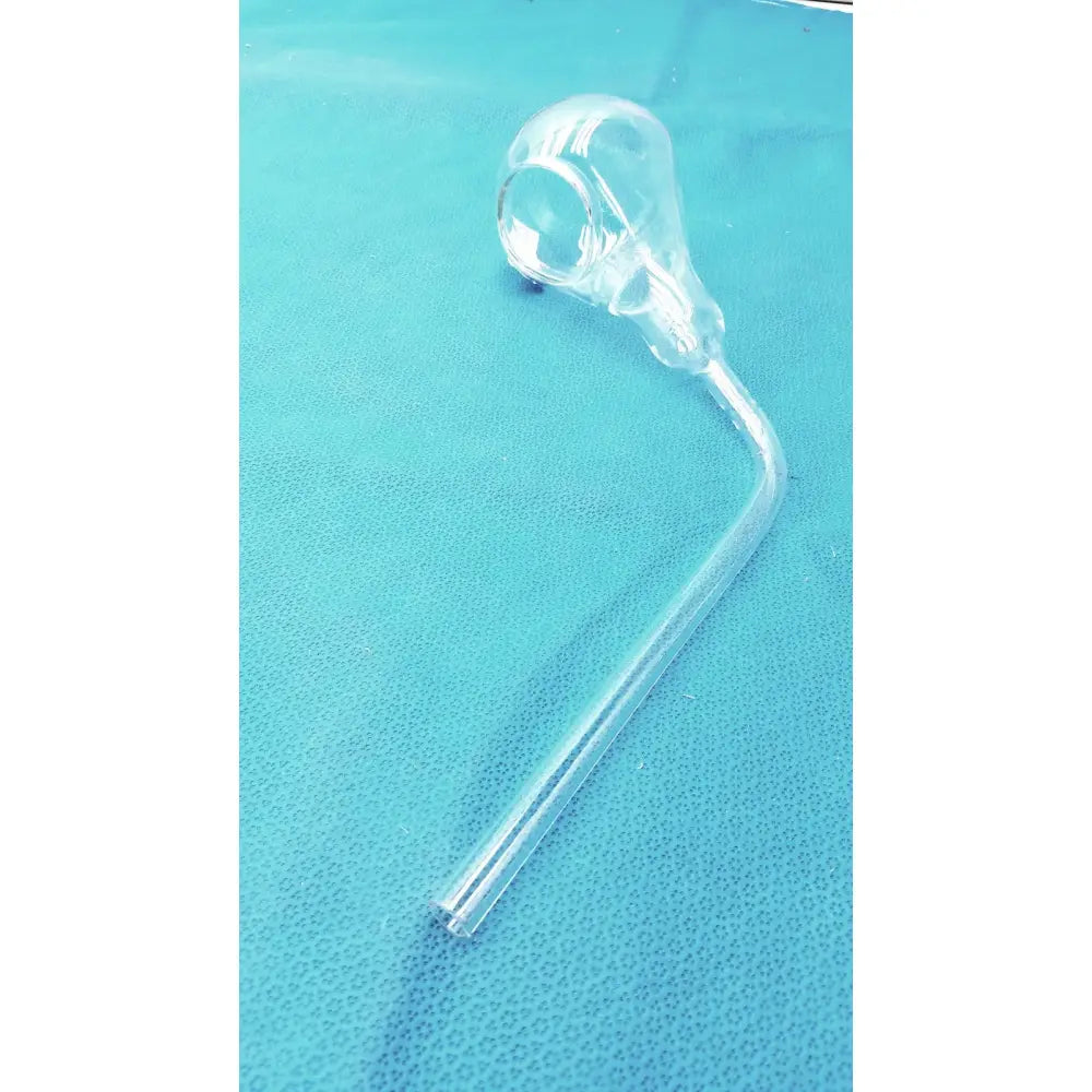 Clear glassware adapter funnel with curved stem and bulbous top for 24/40 rubber hose tube lab inlet joint