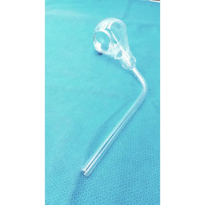 Clear glassware adapter funnel with curved stem and bulbous top for 24/40 rubber hose tube lab inlet joint