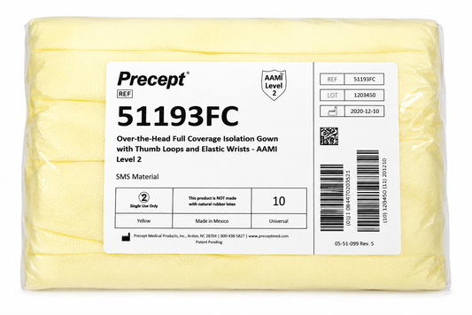 100 Count Precept Medical Isolation Gowns Over-the-Head Gown 51193FC