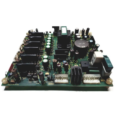 Green printed circuit board with black capacitors resistors and connectors for 2p8414t mother board model 2n3k2053-crdid-2053b