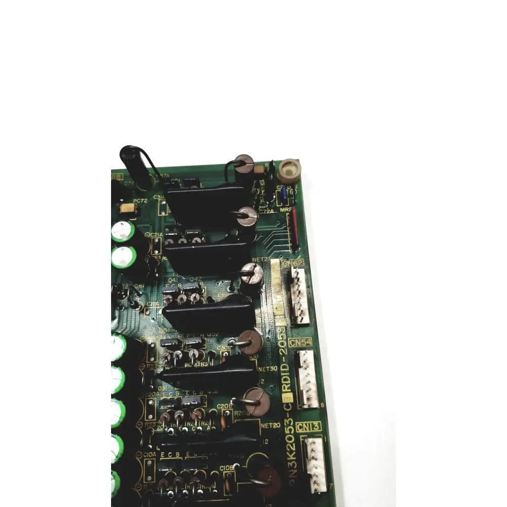 Green circuit board with black capacitors and connectors of 2p8414t mother board 2n3k2053-crdid-2053b model