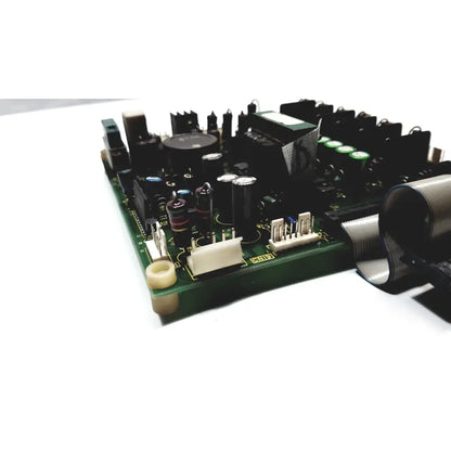 Green printed circuit board with black capacitors and connectors on 2p8414t mother board 2n3k2053-crdid-2053b