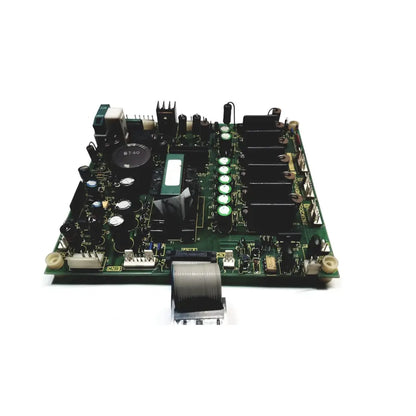 Green printed circuit board with black components capacitors and heat sinks of 2p8414t mother board model 2n3k2053-crdid-2053b