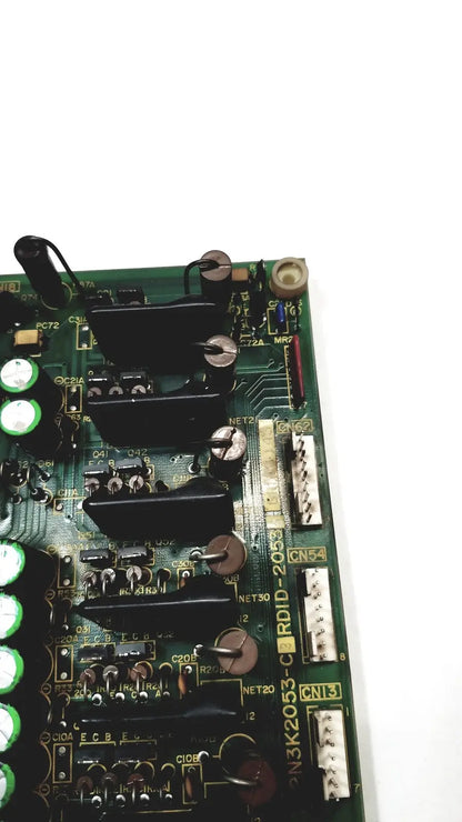 Green circuit board with black capacitors and connectors of 2p8414t mother board 2n3k2053-crdid-2053b model