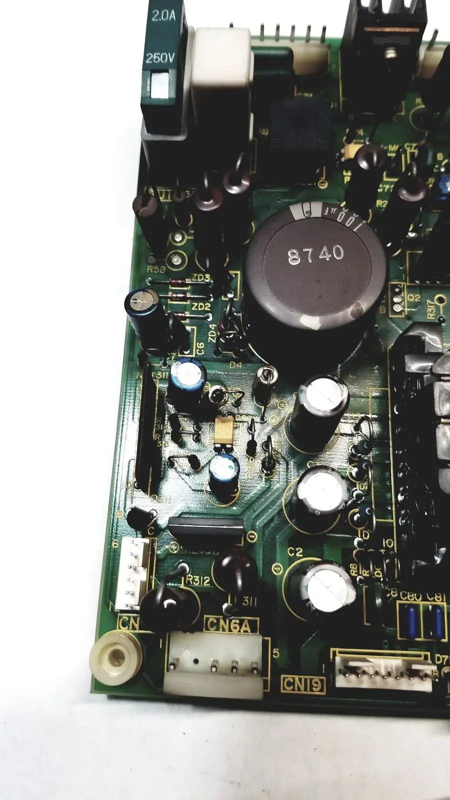 Green circuit board with black and silver components of 2p8414t mother board model 2n3k2053-crdid-2053b
