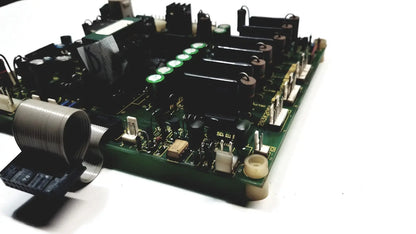 Green printed circuit board with black capacitors and coiled wire for 2p8414t mother board 2n3k2053-crdid-2053b