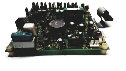 Green printed circuit board with black electronic components and connectors in 2p8414t mother board 2n3k2053-crdid-2053b